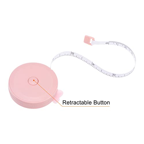HARFINGTON 3pcs Soft Tape Measure 60-Inch 1.5 Meter Retractable Mini Cartoon Measuring Tape Cute Tape Ruler for Sewing Craft Cloth Body Measurements, Pink Heart