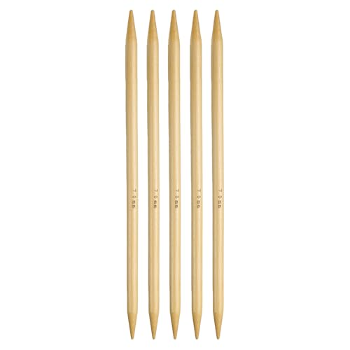 HARFINGTON 5Pcs Bamboo Knitting Needles Double Pointed US 10.5(7mm) 7.9 Inch(20cm) Straight for Handmade Creative DIY Knitting Craft Yarn, Yellow - color: Yellow, size: US 10.5(7mm)