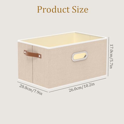 Yawinhe Fabric Storage Baskets, Foldable Closet Organizer for Shelves, Large Boxes with 3 Handles, Canvas Bins for Clothes, Beige 12.99''Lx9.05''Wx7.87''H, 4-Pack,SNK030BEXS-4 - color: Beige, size: 12.99x9.05x7.87in/4-Pack