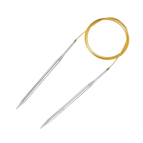uxcell US 10(6mm) Knitting Circular Needle 40 Inch(100cm) Metal Round Stainless Steel Needle with Large Eye Sewing & Stitch Markers for Handmade Projects DIY Knit Blankets - size: US10(6mm)