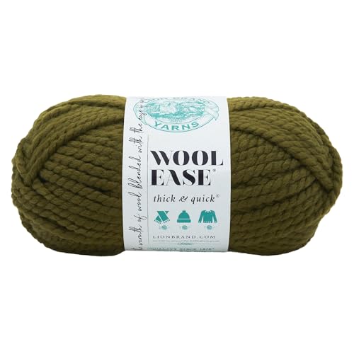 (1 Skein) Lion Brand Yarn Wool-Ease Thick & Quick Bulky Yarn, Cilantro | Super Bulky Wool Acrylic Blend Fiber for Soft Hats, Sweaters, Chunky Blankets, Yarn for Crochet, Knitting, Crafts, Weaving - color: Cilantro, size: 1 Pack