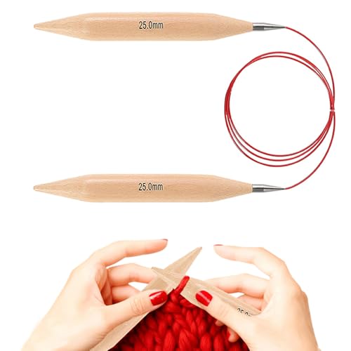 Yarniss Jumbo Circular Knitting Needles 25mm Beech Wood Extra Large Set | 39 Cable Jumbo Circular Knitting Needles