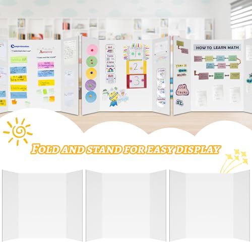 20 Pack Trifold Poster Board (26" x 17"), Single-Sided White Poster Board for Science Fairs, School Projects, Graduation Party, Event Displays, and Business Presentations - color: Single-sided white