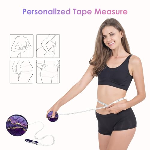 Two-Piece Sewing Tape Measure，Colour Printed Small Retractable Soft Measuring Tape for Tailor Cloth Fabric Body Measurements. - color: Marble Three