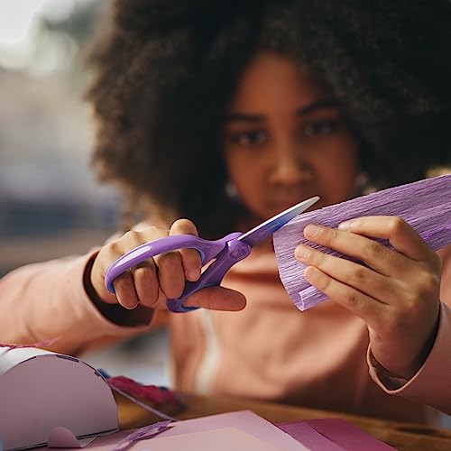Fiskars 6" Softgrip Big Kids Scissors, Ages 8-11, Turquoise-Purple Ombre | Scissors with Safety Edge Blades for School or Crafting, Ergonomic Handles Designed for Growing Kids, Back to School Supplies - style: Ombre