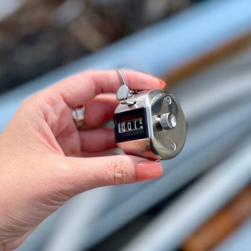 Tally Counter, Professional Grade Stainless Steel H-102 Clicker Counter - Japanese Made 4-Digit Handheld Counter Clicker, Lap Counter, Pitch Counter Clicker, Multi-Use People Counter