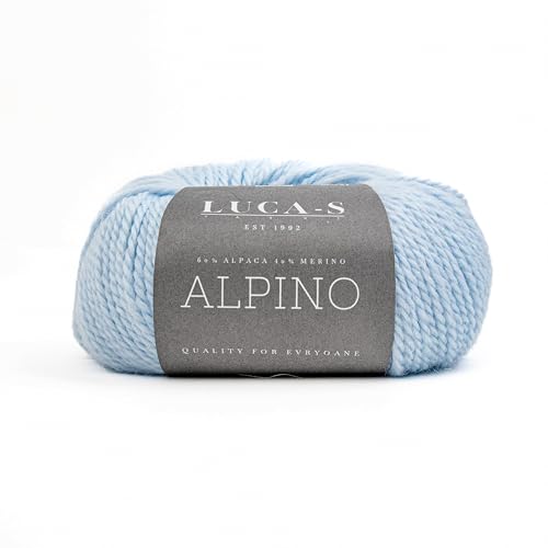 Luca-S ALPINO - Alpaca & Merino Yarn – Super Soft Aran Weight Yarn for Knitting & Crochet, 1.75 oz (50g), 82 yds (75m), 60% Baby Alpaca / 40% Superfine Merino - color: Sky Blue 07, size: 5mm | 7-5 UK 7-9 US
