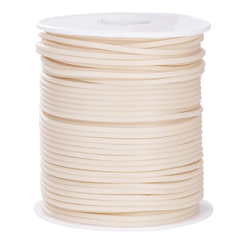 Hollow Rubber Cord 54 Yards 2mm Milk White Stitch Keeper with 1mm Hole | Rubber Tubing Knitting Barber Cord Pipe Tube with Spool for Knitting Projects, Jewelry Making, Bead Creations - color: Milk White