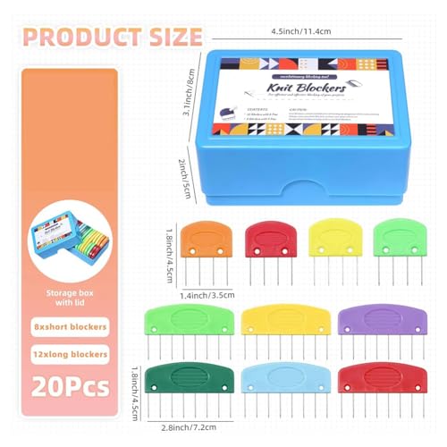20 Pcs Knit Blocker Pins Combs, Color Knit Blockers Combs for Blocking, Rainbow Knitting Blockers Pins for Blocking Mats
