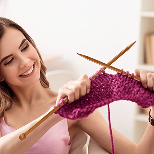 2 Pack Bamboo Straight Single Pointed 14 Inch Beginners Hand Knitting Needles for Thick Coarse Yarn Hand DIY Knitting (8mm)
