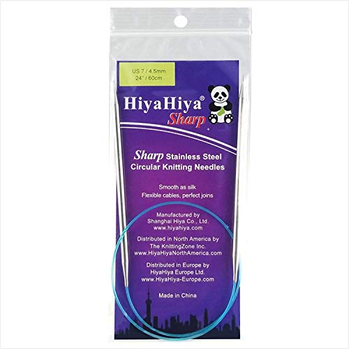 HiyaHiya Circular 24 inch (61cm) Sharp Steel Knitting Needle Size US 7 (4.5mm) HISSTCIR24-7 - size: US 7 / 4.5mm