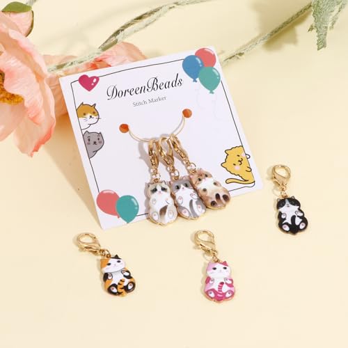 DoreenBeads Stitch Markers for Crocheting and Knitting | Alloy Enamel Crochet Marker Crochet Gifts for Knitting Weaving Sewing Accessories Quilting Jewelry Making - color: Cat's Belly