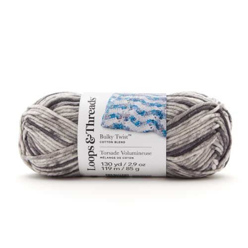 Loops & Threads Cement Bulky Twist Multi Yarn – Bulky Weight Yarn for Knitting, Crochet, Weaving, Arts & Crafts, 15 Pack - color: Cement