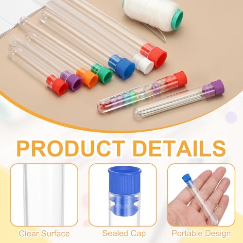 PATIKIL 3.9" Length Plastic Sewing Needle Storage Holder, 16 Pcs Portable Embroidery Needle Clear Pin Toothpick Storage Tubes Case for Craft Knitting, Blue - color: Blue, size: 3.9"