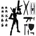 3D Printed Figure 5.54-inch Dummy13 with Weapon Expansion Set. (Pure Black) - color: Pure Black