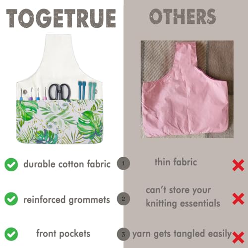 TOGETRUE Yarn Bag, Knitting Crochet Tote Bag, Yarn Storage Bag Organizer | Lightweight, Portable - color: Green Leaves, size: Small