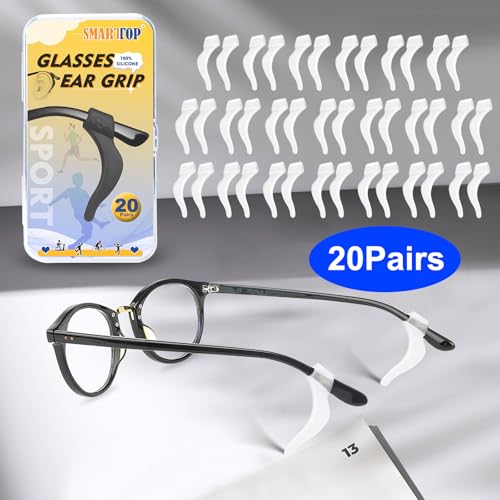 SMARTTOP Eyeglass Ear Grips -20 Pairs eye glasses ear grippers Anti-slip Holder, Silicone Ear Hook, eyeglasses ear grip Sleeve Retainer for Sports Glasses, Sunglasses Reading Glasses - color: Us-s-22a-clear