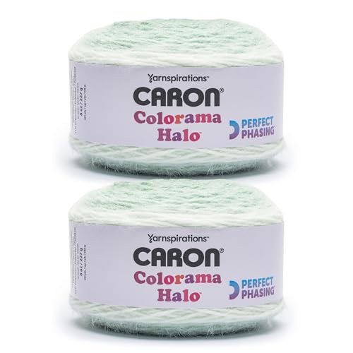 Caron Colorama Halo Cake Ombre Yarn for Crocheting, Rosemary Frost, 2-Pack | #5 Bulky Yarn, 71% Acrylic 18% Nylon 11% Polyester, Ombre Yarn Cake for Crochet & Knitting, 481 Yards, 227g/8oz per skein - color: CARON ROSEMARY FROST