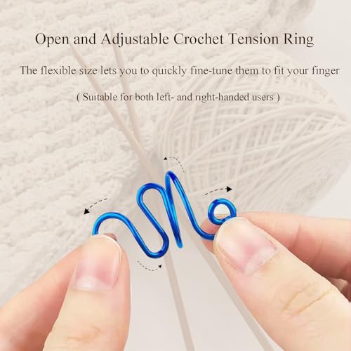 4Pcs Crochet Rings for Finger, Crochet Tension Ring for Crocheting Open Adjustable Yarn Guide Crochet Tension Ring Crochet Accessories Knitting Ring for Finger (Multicolor-A), SATONBEYI - color: Multicolor-A-4P