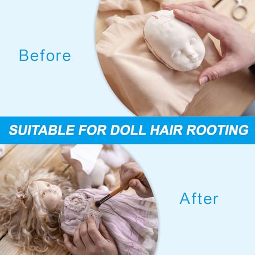 PATIKIL Doll Hair Rooting Holders Kit, 0.6mm/0.8mm Doll Hair Rerooting Knitting Needles with Wood Awls Crochet Hooks Doll Wig Tool for Doll Hair Making Supplies DIY Crafts, Purple - color: Purple, size: 0.6mm/0.8mm