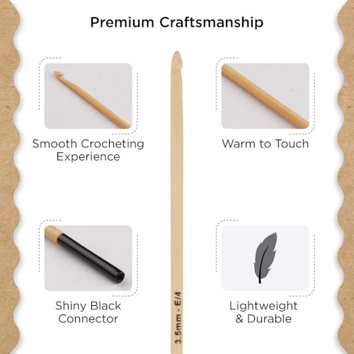 Knitter’s Pride Bamboo Luxe Afghan/Tunisian Crochet Hook - US E(3.5mm) - size: 3.50mm