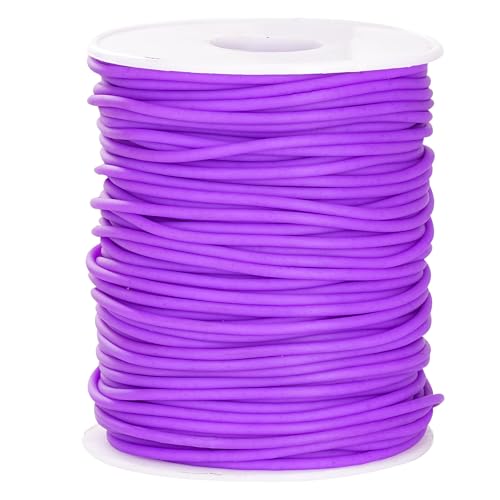 Hollow Rubber Tube Cord 54 Yards 2mm Purple Rubber Saver with 1mm Hole | Tubing Knitting Barber Cord Stitch Keeper Hollow Rubber Pipe with Spool for Knitting Projects Jewelry Making Bead Creations - color: Purple