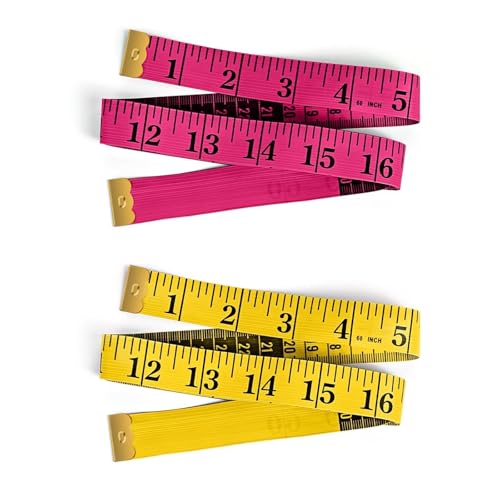 2Pcs 60-Inch Length and 2CM Width Soft Tape Measure, Fabric Sewing Measurement, Tailors Double Flexible Rulers, Body Measuring Tape, Body Shape, Managing Weight Measurement (Yellow and Pink) - color: A3-Yellow/Pink