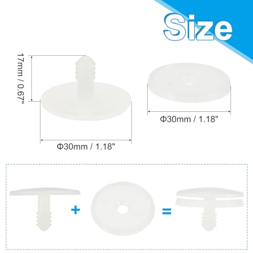 PATIKIL 30mm Doll Joints, 20 Set Plastic Removable Animal Joints Connector Engage Bolt for Bear Limbs Making Head Joints DIY Crafts Accessories, White - size: 30mm