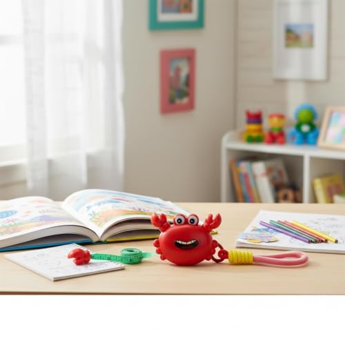 Orange Crab Fashion Measuring Tape 79", Sewing Gifts w/Keychain | Soft dual-sided (cm/in) retractable pocket ruler. Essential sewing supplies & cute gifts for crafters, quilters and kids - color: A4-Orange Crab