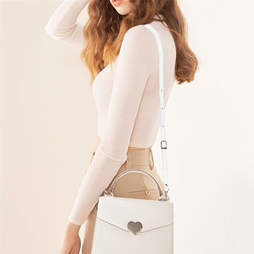 RAYNAG Leather Crossbody Strap Replacement, Adjustable Purse Strap, Handbag Shoulder Strap Replacement with Gold Hardware, White - color: White With Gold Hardware