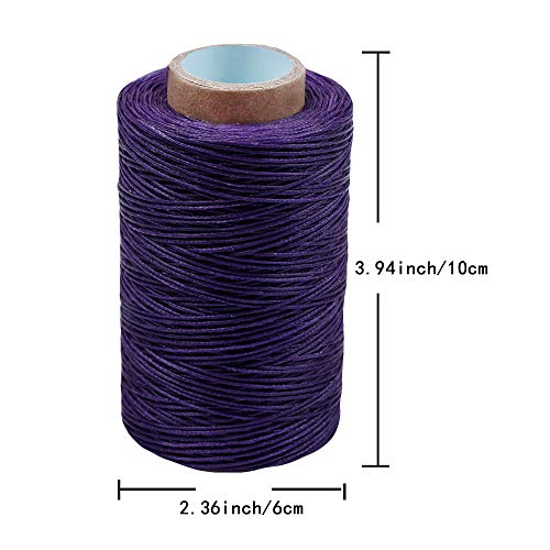 284Yards Leather Sewing Thread Waxed, Waxed Polyester Cord, Wax String | Waxed Thread for Bookbinding, Upholstery Thread Heavy Duty, Wax String for Leather Craft DIY/Bookbinding/Shoe Repairing - color: Dark Purple