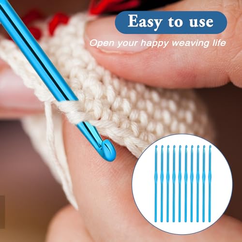 10Pcs 5mm Crochet Hook, Aluminum Knitting Needles Craft Yarn, Crochet Hook for DIY Craft, Gold Crochet Needles for Knitting Scarf(Blue) - color: 5MM Blue