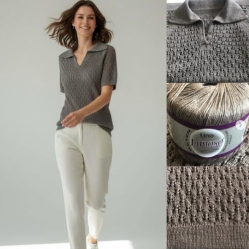 Lino Yarn - 50% Linen 50% Viscose Blend, 50g (1, 913) | Super Fine (1), 191 yds. Breathable natural fibers perfect for elegant summer knitting and crochet garments - color: 913