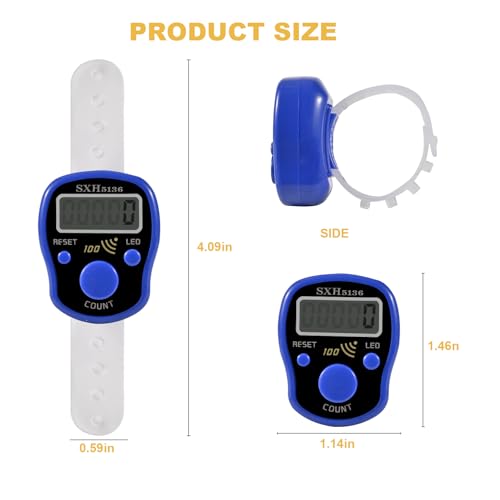 Finger Counter Click Manual Digital clicker, 5pack Stitch Tally Knitting Counters Led Re-settable Digits Pitch Electronic LCD Display finger Number Counter Fr Row, People, Score, Inventory,Crochet - color: 5pack