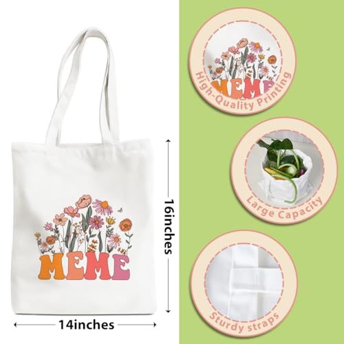 Grandma Gifts Tote Bag Birthday Mothers Day Retirement Gifts for Women Mama Nana Mimi Shoulder Bag Reusable Grocery Bags - color: Meme