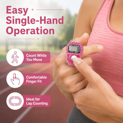 Electronic Tally Counter with Display, Resettable Portable Electronic Finger Counter for Golf, Track and Field, Lap Counting - color: Pink