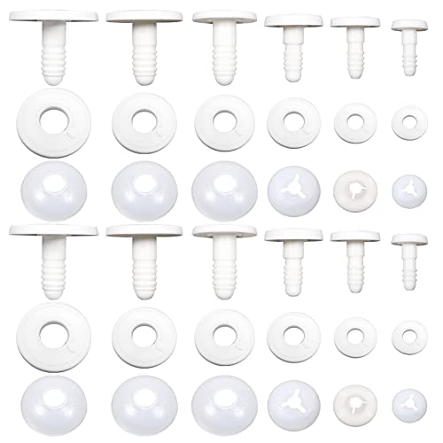 TOAOB 36 Set Doll Joints Assorted Size White Plastic Animal Joints Bear Making Accessories for Doll Making Limbs and Head Joints