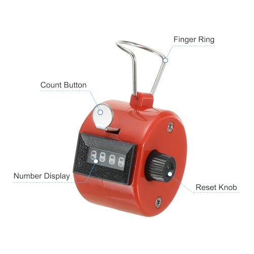 PATIKIL Clicker Counter, Handheld Tally Counter Mechanical Click Pitch Counter for Coaching Knitting, Golf, Lap, Fishing - color: Red