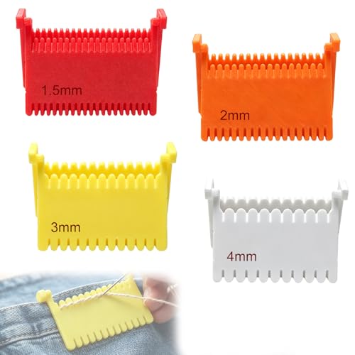 4 Pcs Clip-On Sewing Ruler, Edge Stitch Lock and Sewing Gauge for Even Stitches, Sewing Guides for Sewing Straight with 1.5mm,2mm,3mm,4mm Spacing, Hand Sewing Guide Tool for Embroidery, Mending