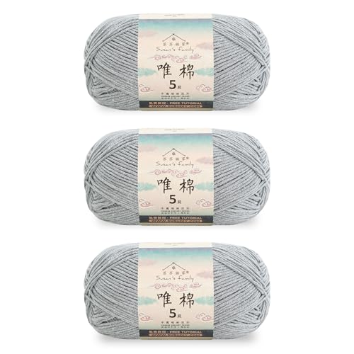 Susan’s Family Soft Cotton Yarn, 3 x 100g, 5 Ply - Steeple Gray | 60% Cotton 40% Acrylic - Soft & Durable- 438 Yards for Knitting & Crocheting - Baby Blankets, Amigurumi, Sweaters & More - color: 35#Steeple Gray