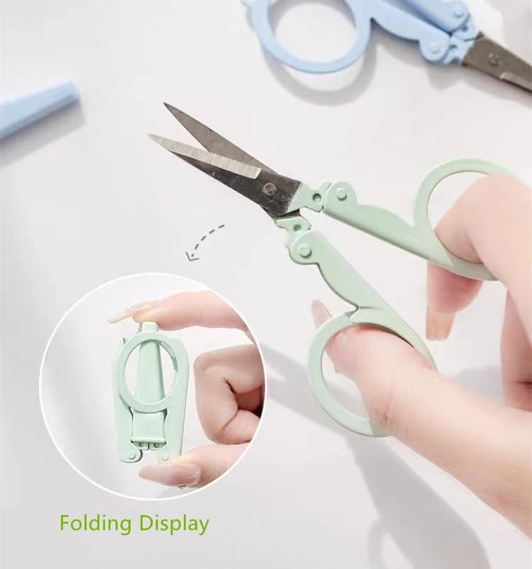 Pastel Mini Folding Scissors with Safety Cap Small Portable Travel Scissors Little Badge Scissors Yarn Shears Kids Tiny Cutter for Cutting, Scrapbooking, Crafting, Sewing, Grey(1 Pack) - color: Grey