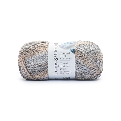 Loops & Threads Neutral Textured Twist Yarn – Bulky Weight Yarn for Knitting, Crochet, Weaving, Arts & Crafts, 12 Pack - color: Neutral