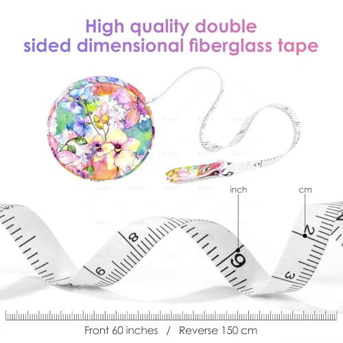 Sewing Tape Measure，Colour Printed Small Retractable Soft Measuring Tape for Tailor Cloth Fabric Body Measurements. - color: Colored Flowers
