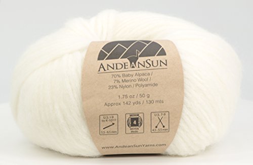(Set of 3) Baby Alpaca Merino Wool Yarn [426 Yards Total] Ivory, #4 Worsted - color: Ivory