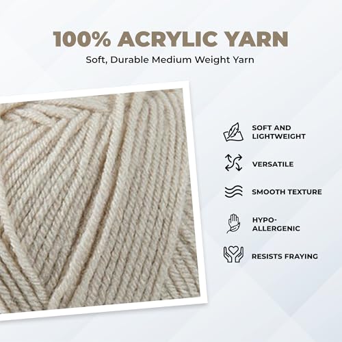 Mary Maxim Maximum Value Acrylic Yarn for Crocheting and Knitting, Soft Worsted Weight Yarn 4, Ideal for Blankets, Sweaters, Hats, and Scarves, 8 oz Skein (474 Yds), Cottonwood - color: Cottonwood