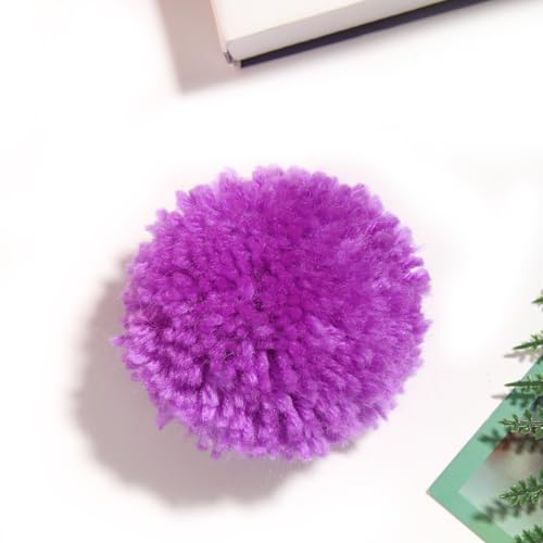 Pack of 12 Yarn Pom Poms for Hats 8CM-3 INCH Party Supplies Fuzzy Pompoms Balls with Tails Handmade Craft Pom Poms Decorative Accessories (Purple) - style: Purple