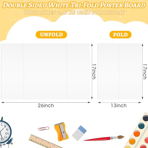 20 Pack Trifold Poster Board (26" x 17"), Single-Sided White Poster Board for Science Fairs, School Projects, Graduation Party, Event Displays, and Business Presentations - color: Single-sided white