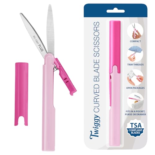 Plus Pen Style Non-Stick Compact TSA Twiggy Scissors with Cover, Pink - color: Rose, size: 1-Pack