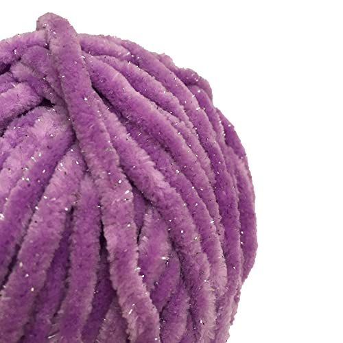 TROYARN Velvet Star, Silvery Glitter Chenille Baby Blanket Yarn Amigurumi Yarn for Crocheting and Knitting Super Bulky 100 gr (120 yds) Length: 110 m (10415 - Lilac, 1 Skein) - color: 10415 - Lilac, size: 1 Skein