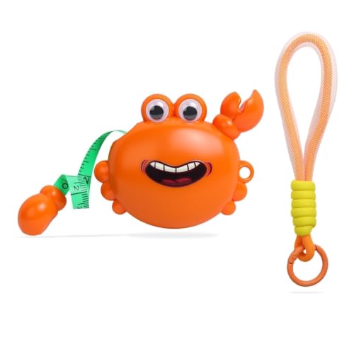 Orange Crab Fashion Measuring Tape 79", Sewing Gifts w/Keychain | Soft dual-sided (cm/in) retractable pocket ruler. Essential sewing supplies & cute gifts for crafters, quilters and kids - color: A4-Orange Crab